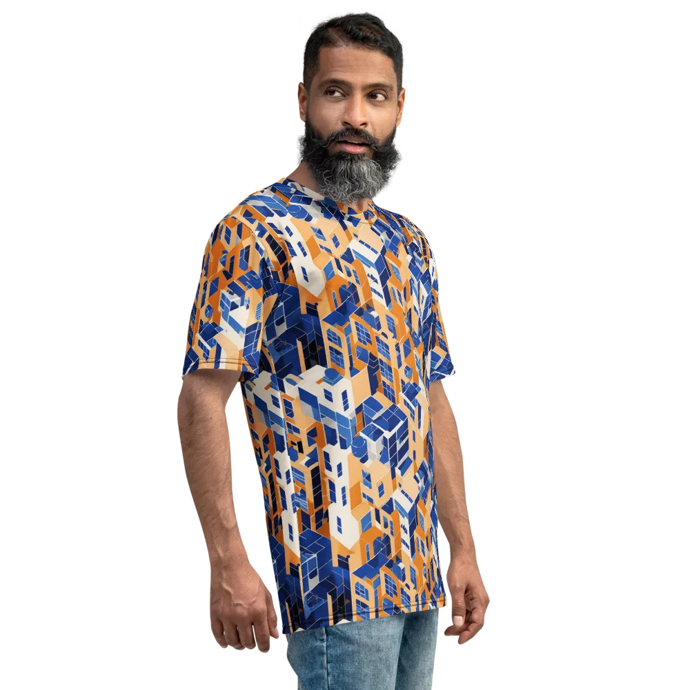 Azure Blocks on Men's Crew Neck T-Shirt — Right