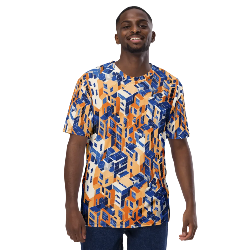 Azure Blocks on Men's Crew Neck T-Shirt — Front