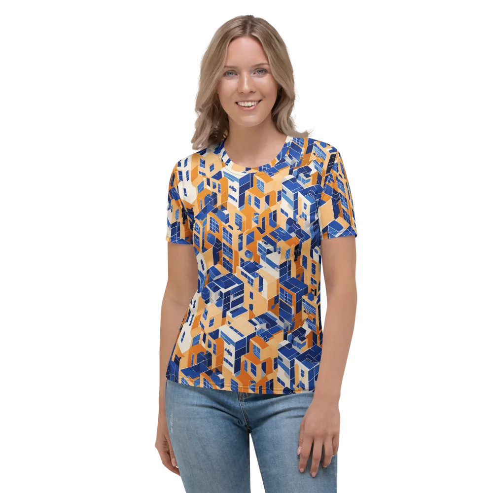 Azure Blocks on Women's Crew Neck T-Shirt — Front