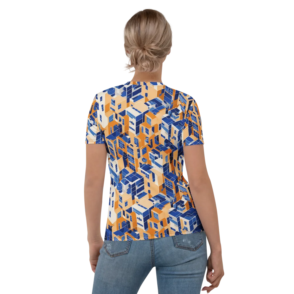 Azure Blocks on Women's Crew Neck T-Shirt — Back