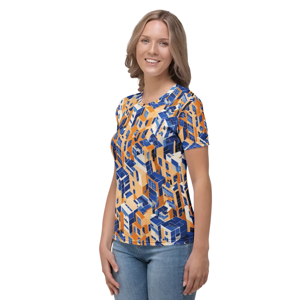 Azure Blocks on Women's Crew Neck T-Shirt — Left