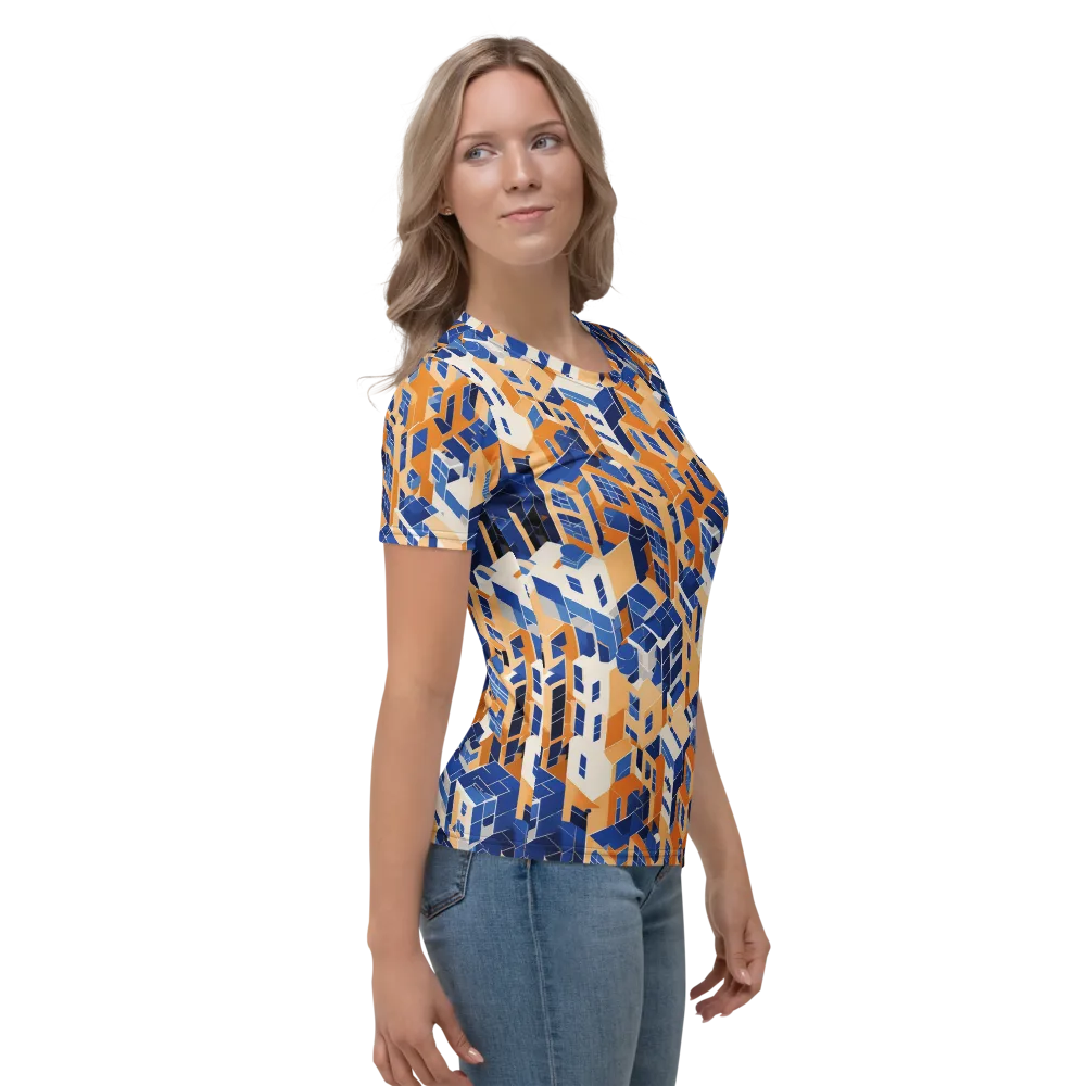 Azure Blocks on Women's Crew Neck T-Shirt — Right