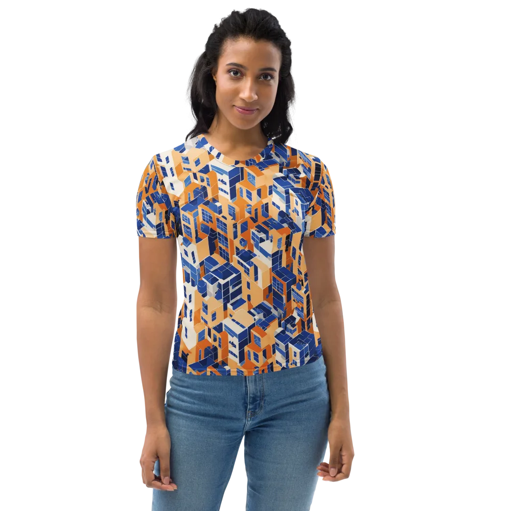 Azure Blocks on Women's Crew Neck T-Shirt — Front
