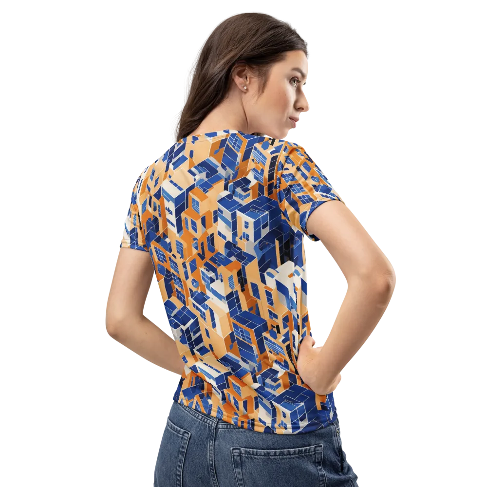 Azure Blocks on Women's Crew Neck T-Shirt — Back