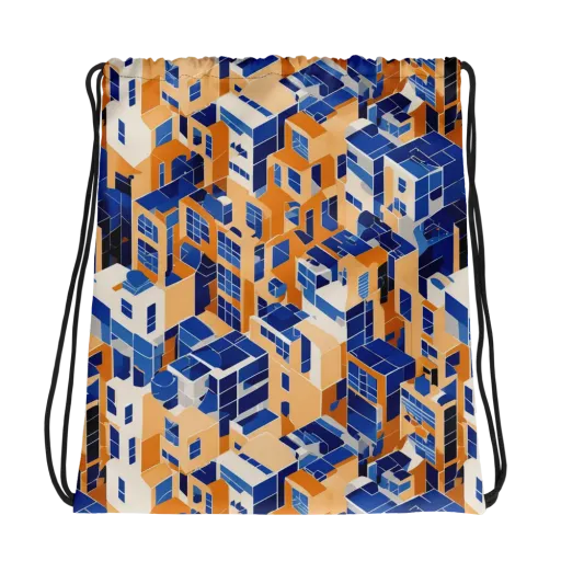 Azure Blocks on a Drawstring Bag