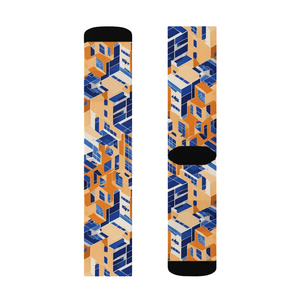 Azure Blocks on Socks — Left Sock