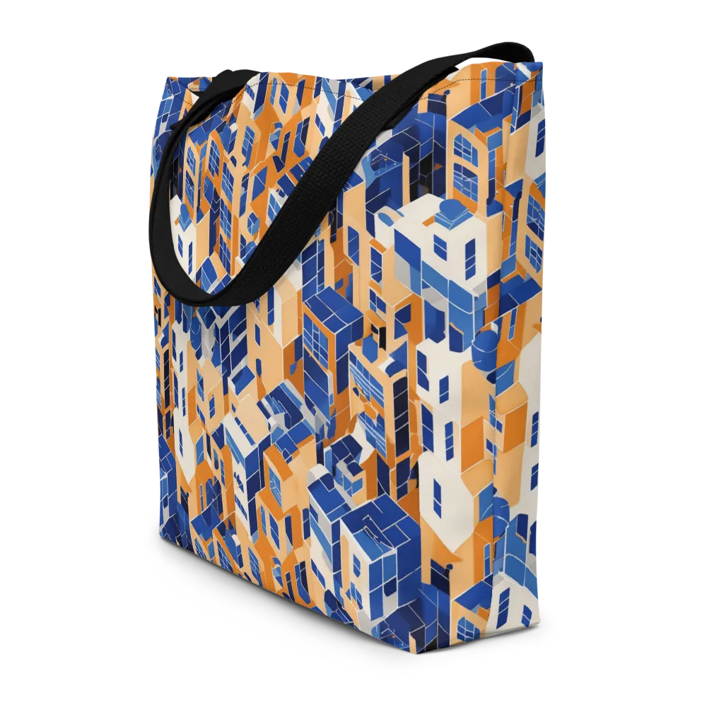 Azure Blocks on Large Tote Bag W/ Pocket — Front