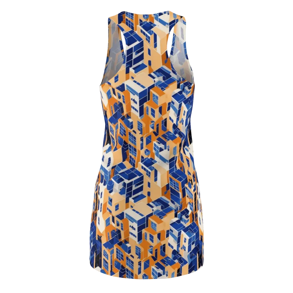 Azure Blocks on Racerback Dress — Back