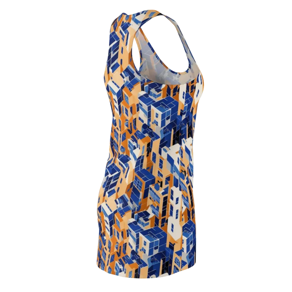 Azure Blocks on Racerback Dress — Back Side