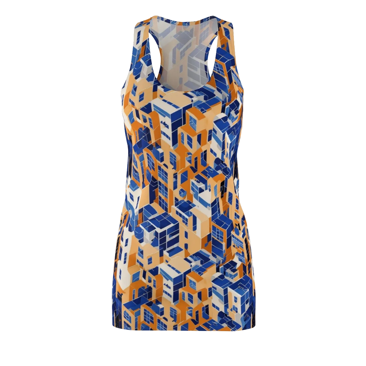 Azure Blocks on Racerback Dress — Front