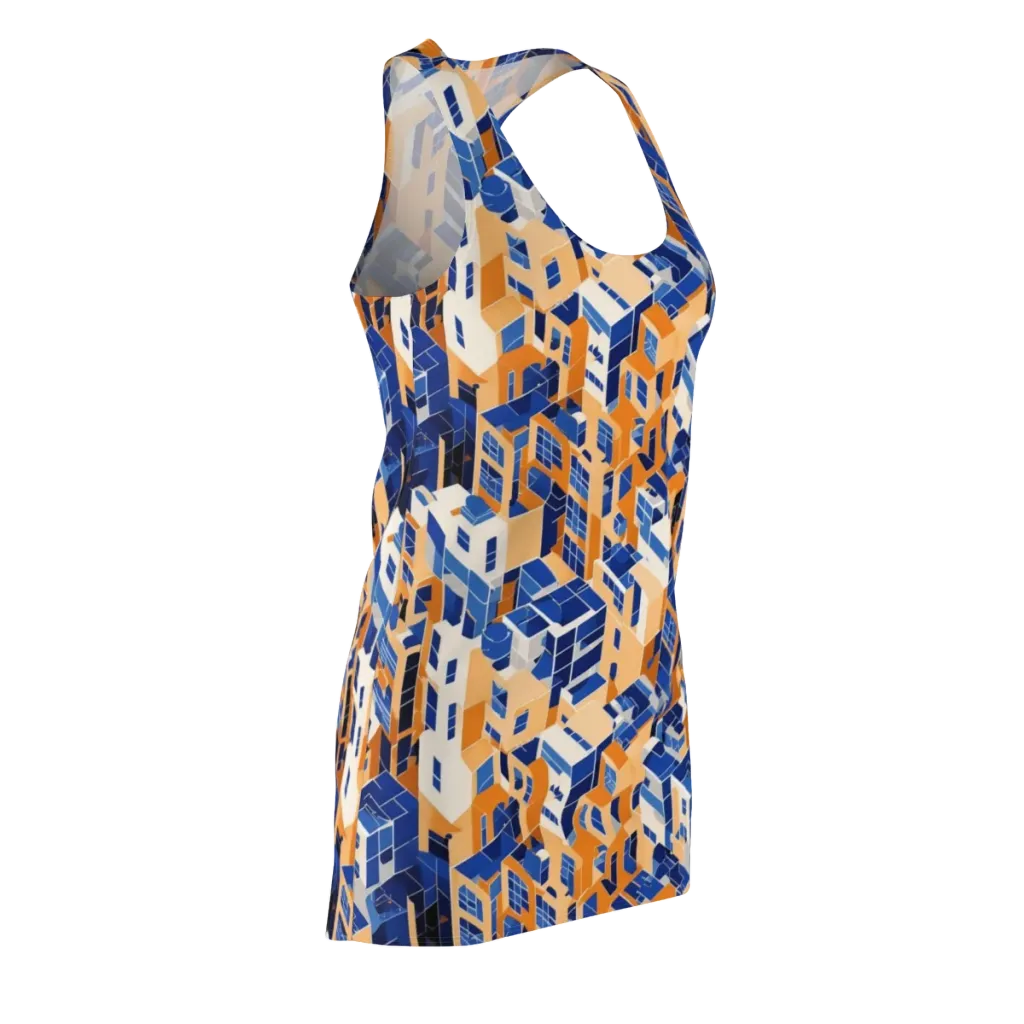 Azure Blocks on Racerback Dress — Front Side