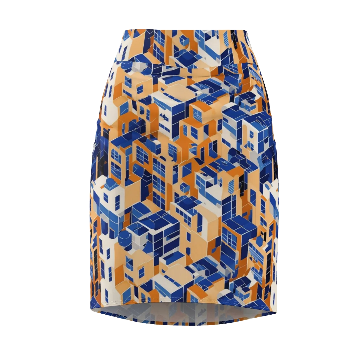 Azure Blocks on Pencil Skirt — Front