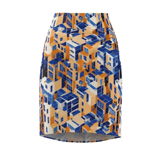 Azure Blocks on a Pencil Skirt