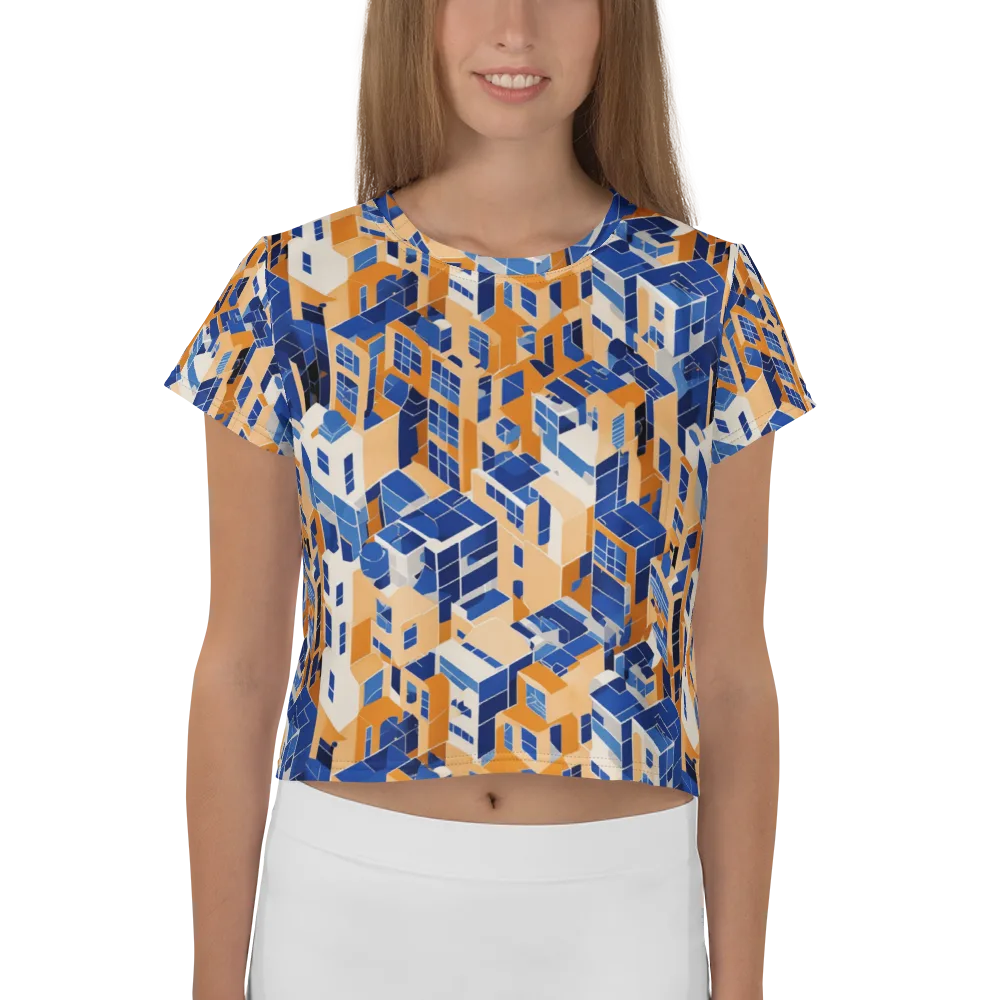 Azure Blocks on Crop Tee — Front