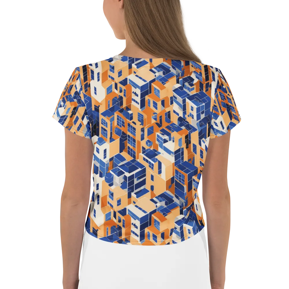 Azure Blocks on Crop Tee — Back