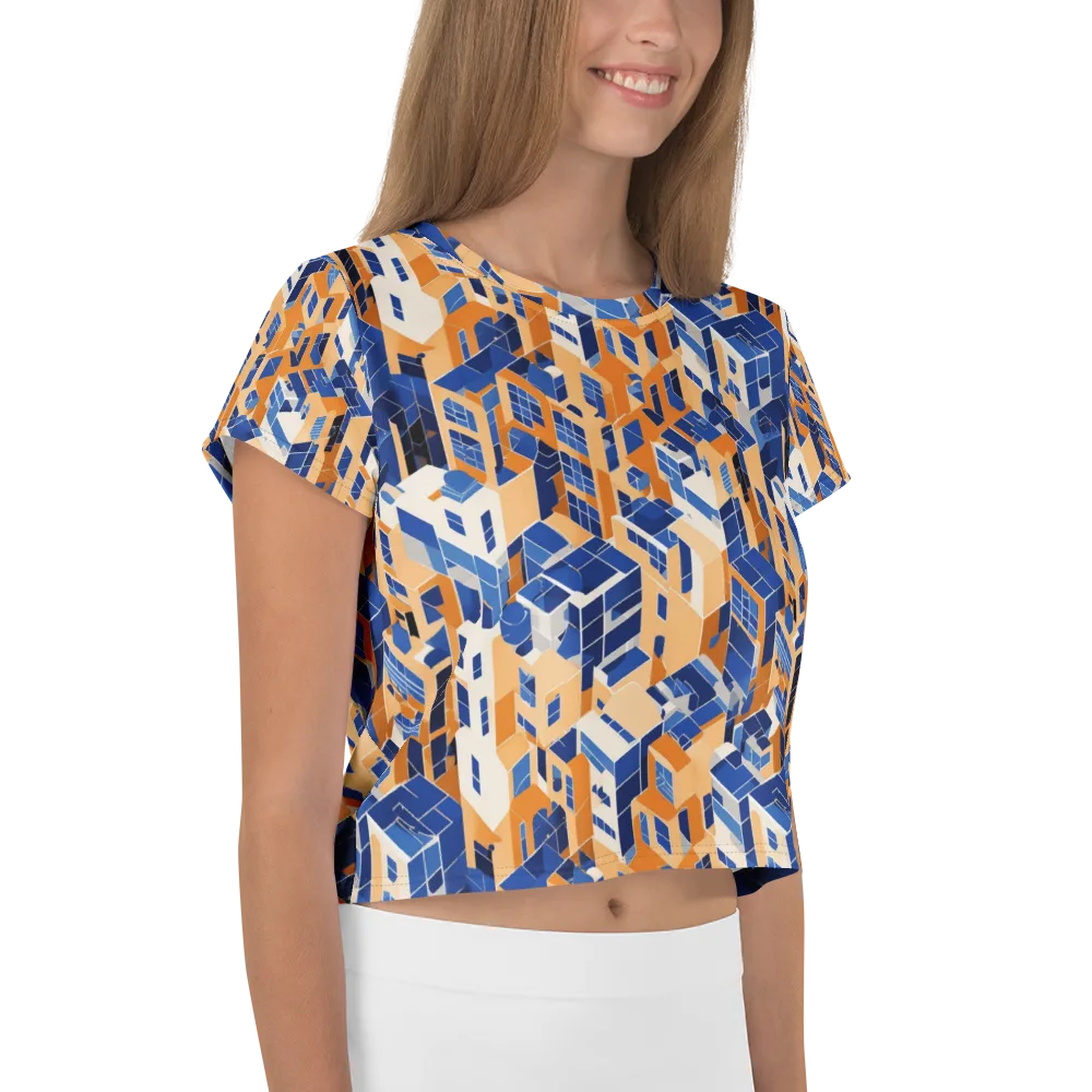 Azure Blocks on Crop Tee — Right