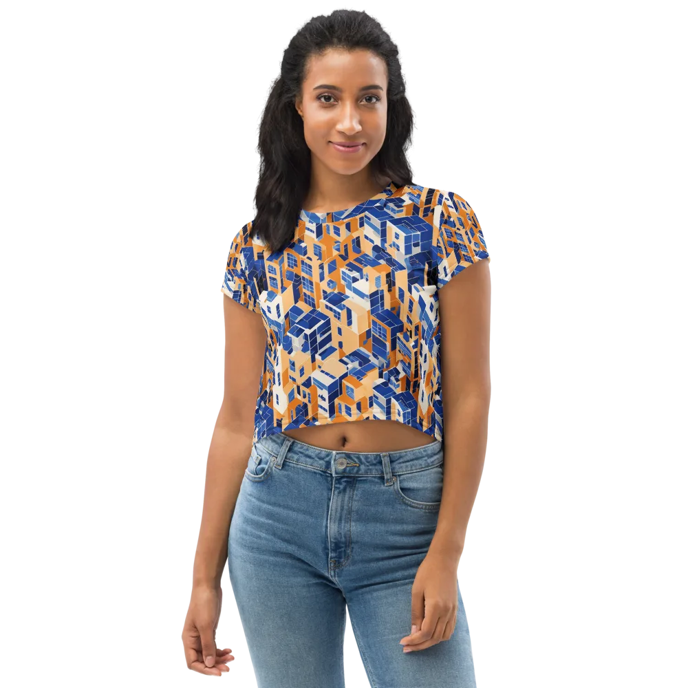 Azure Blocks on Crop Tee — Front