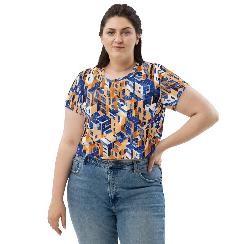 Azure Blocks on Crop Tee — Front