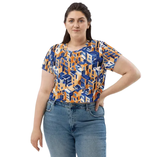 Azure Blocks on a Crop Tee