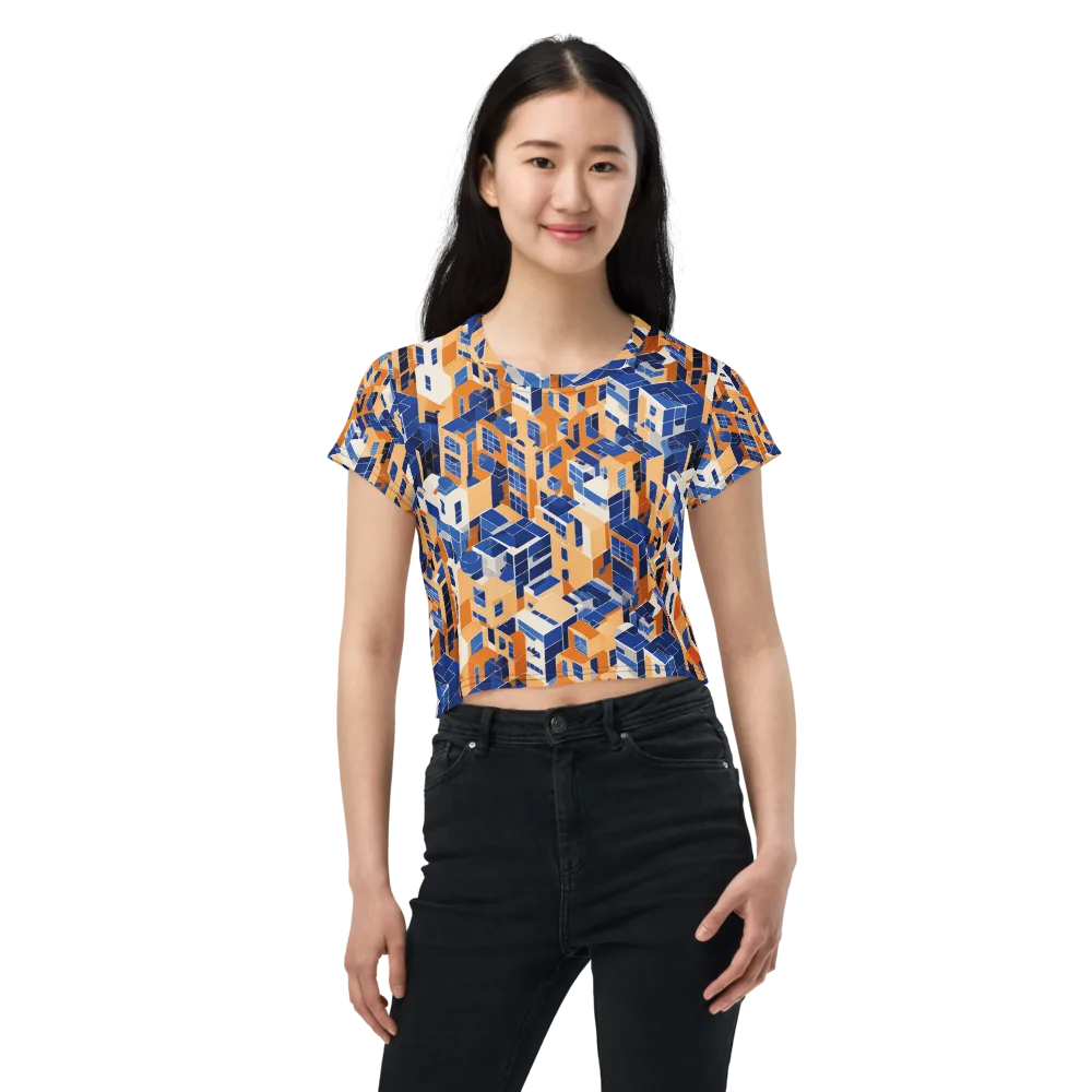 Azure Blocks on Crop Tee — Front