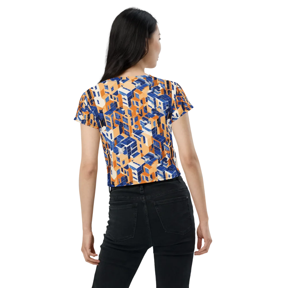 Azure Blocks on Crop Tee — Back