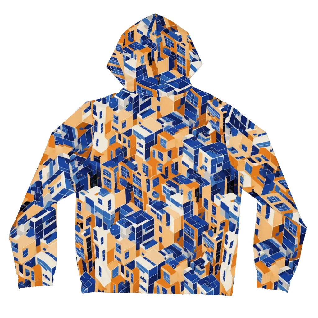 Azure Blocks on Women's Full-Zip Hoodie — Back