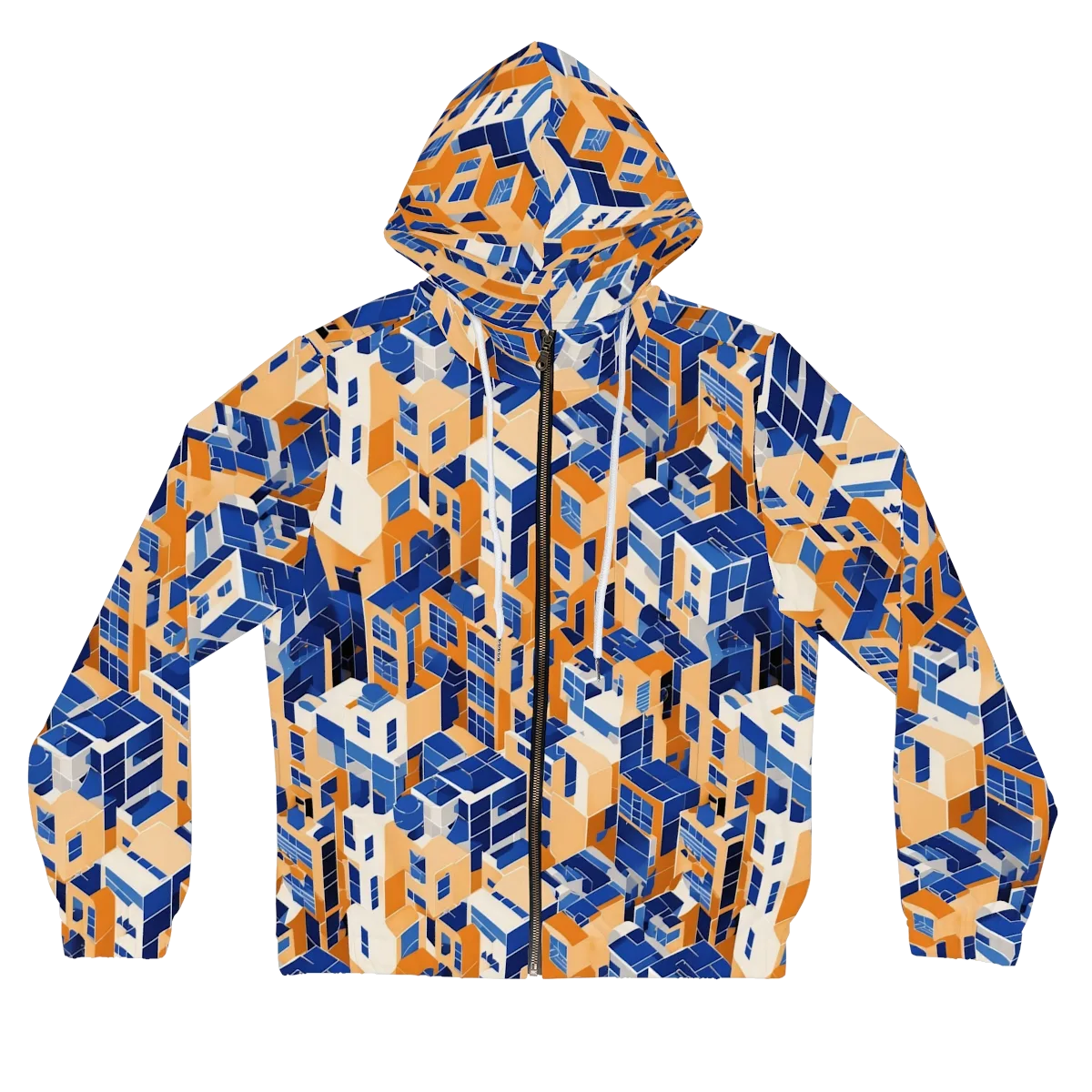 Azure Blocks on Women's Full-Zip Hoodie — Front