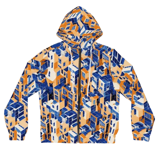 Azure Blocks on a Women's Full-Zip Hoodie