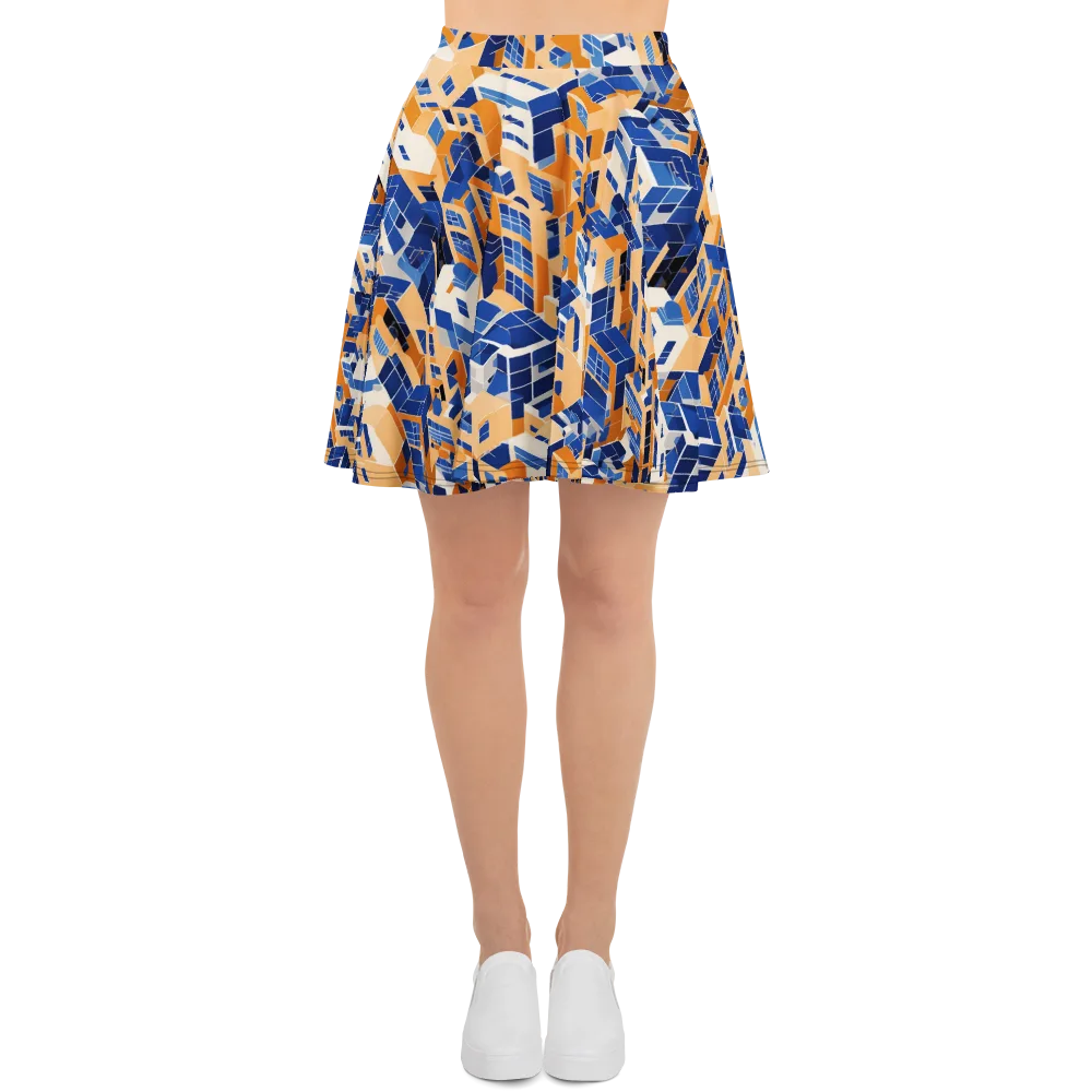 Azure Blocks on Skater Skirt — Front