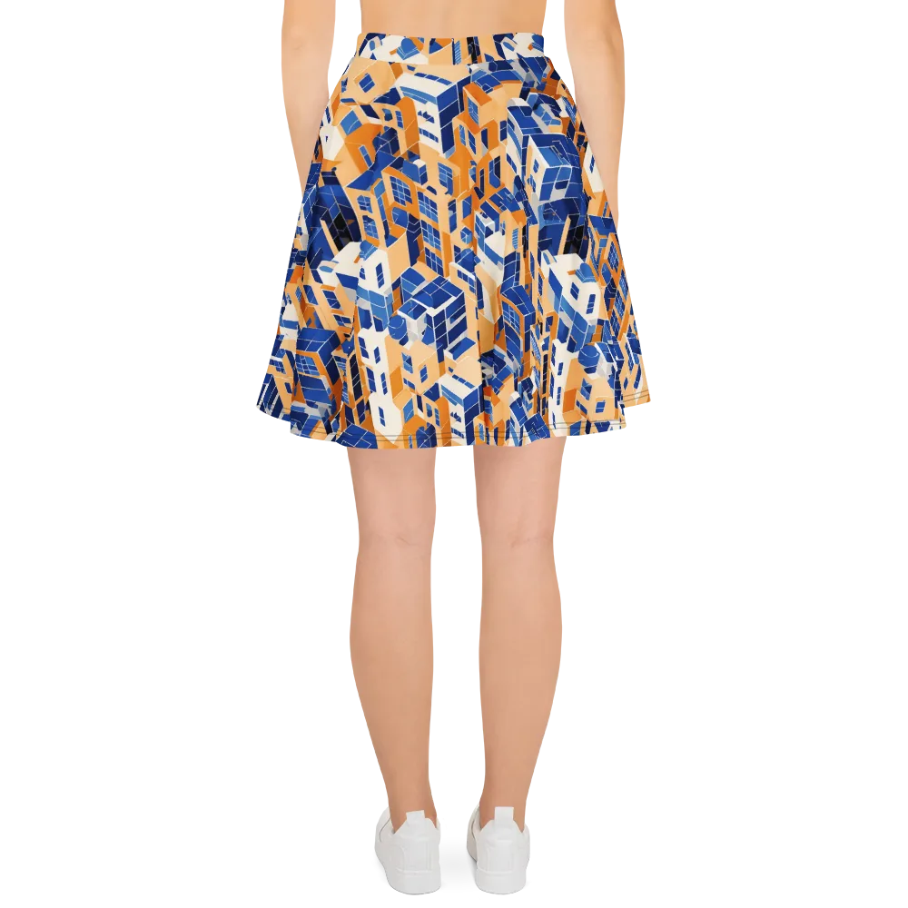 Azure Blocks on Skater Skirt — Back