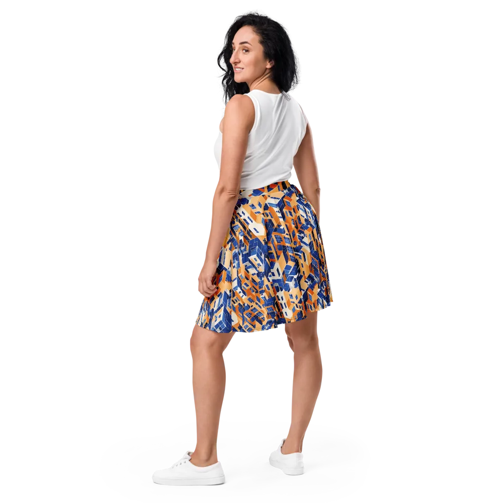 Azure Blocks on Skater Skirt — Back
