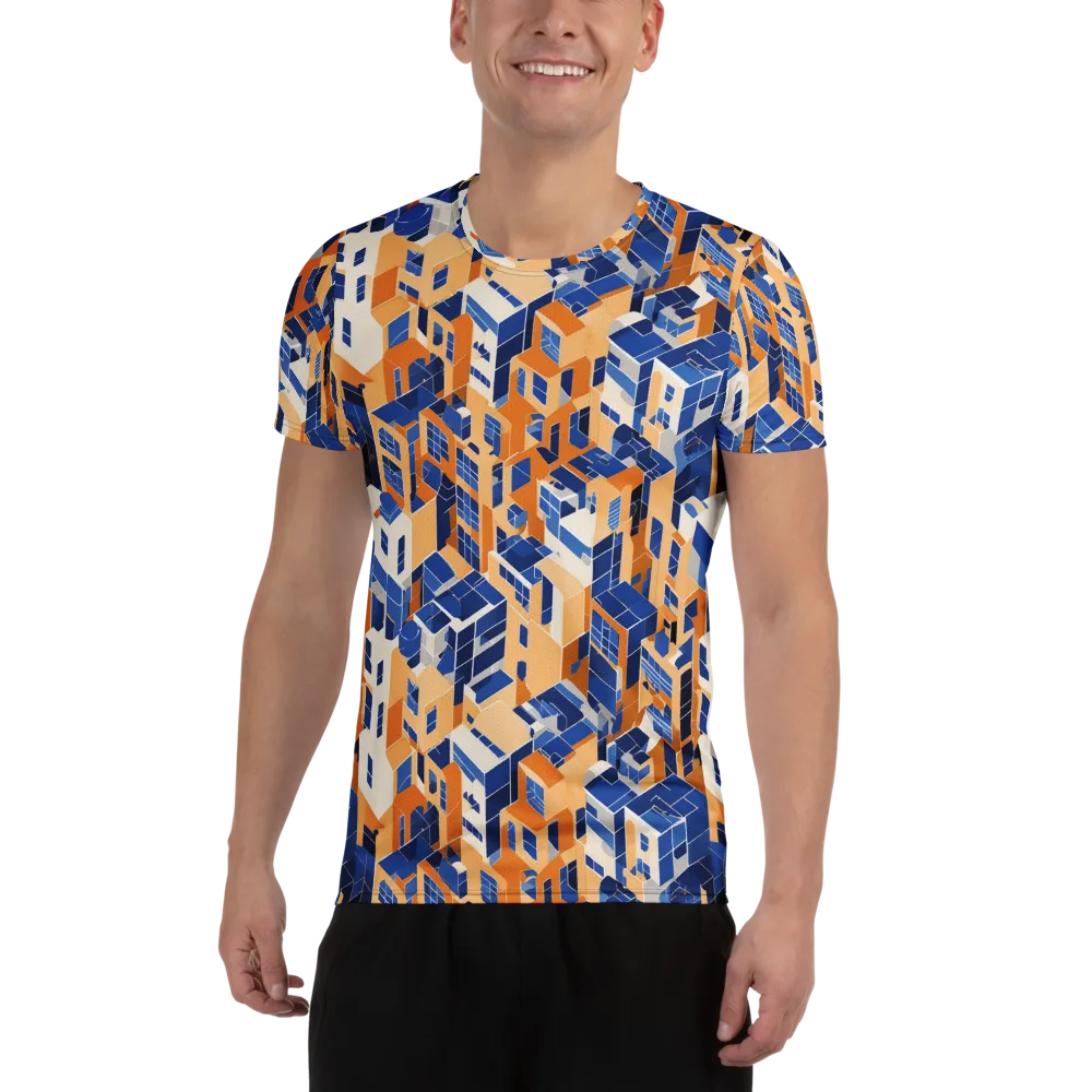 Azure Blocks on Men's Athletic T-Shirt — Front