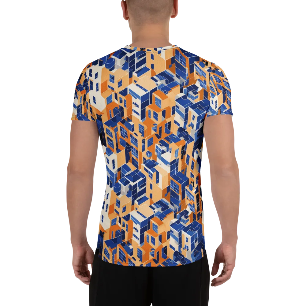 Azure Blocks on Men's Athletic T-Shirt — Back