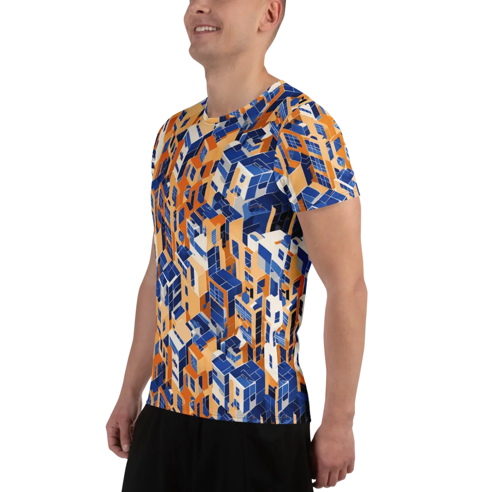 Azure Blocks on Men's Athletic T-Shirt — Left