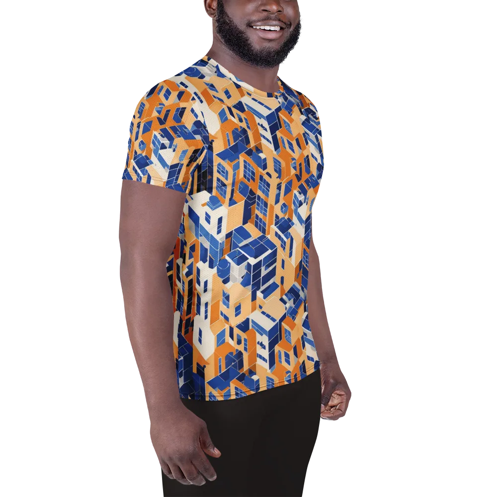 Azure Blocks on Men's Athletic T-Shirt — Right