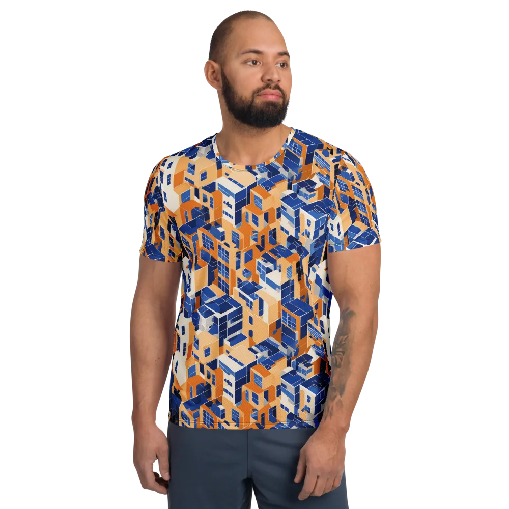 Azure Blocks on Men's Athletic T-Shirt — Front