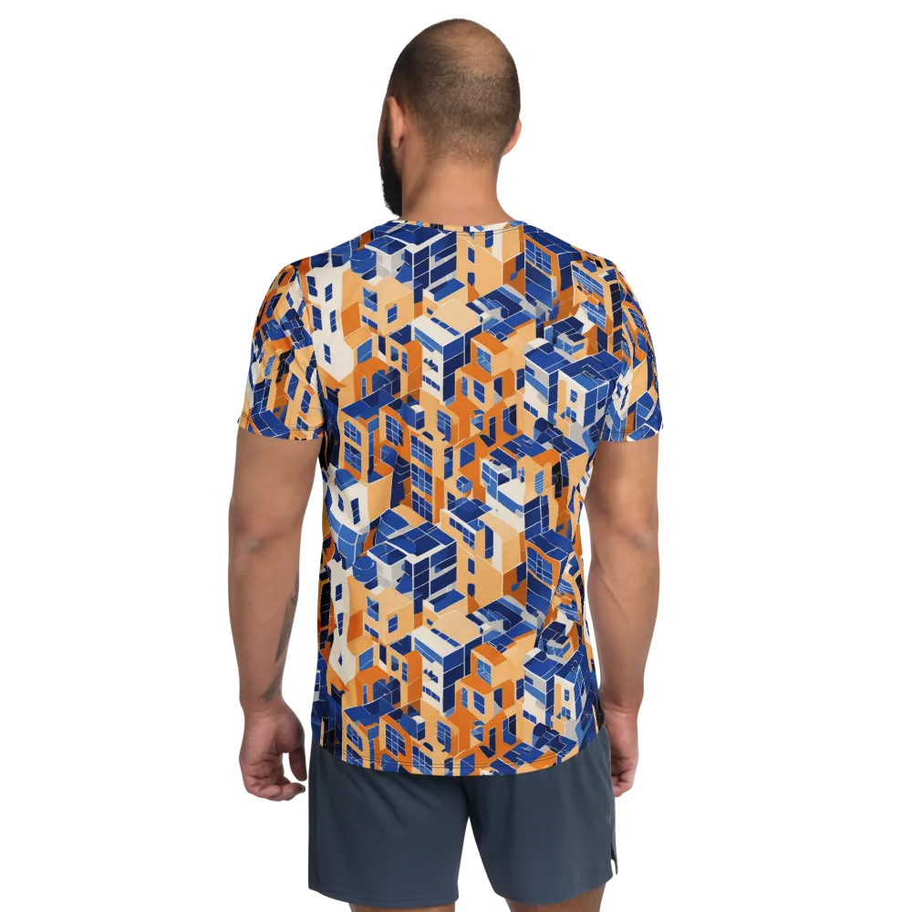 Azure Blocks on Men's Athletic T-Shirt — Back