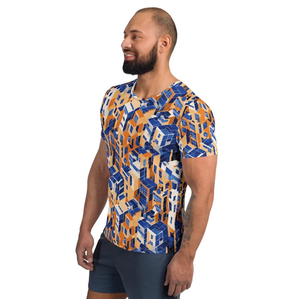 Azure Blocks on Men's Athletic T-Shirt — Left
