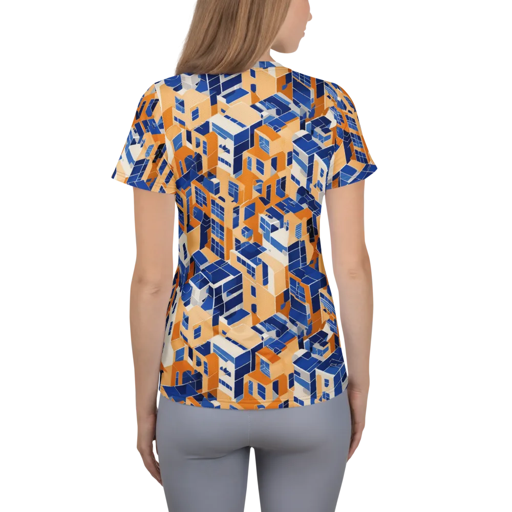 Azure Blocks on Women's Athletic T-Shirt — Back