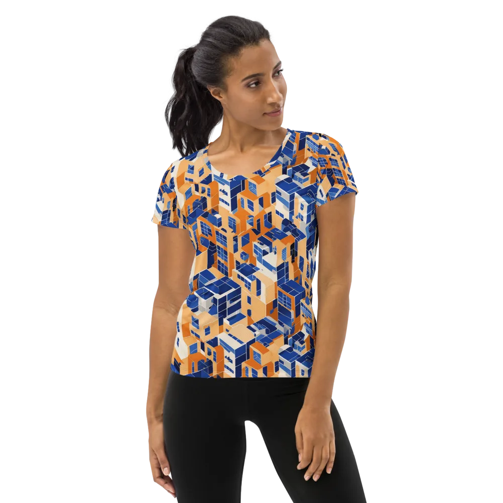Azure Blocks on Women's Athletic T-Shirt — Front