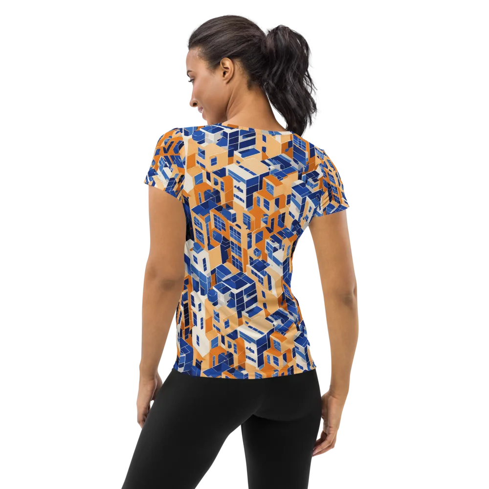 Azure Blocks on Women's Athletic T-Shirt — Back