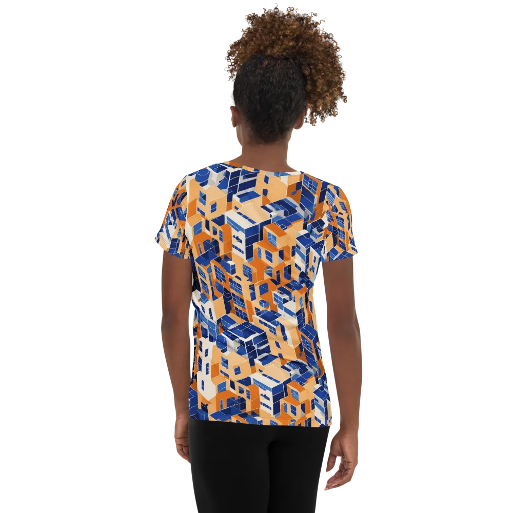 Azure Blocks on Women's Athletic T-Shirt — Back