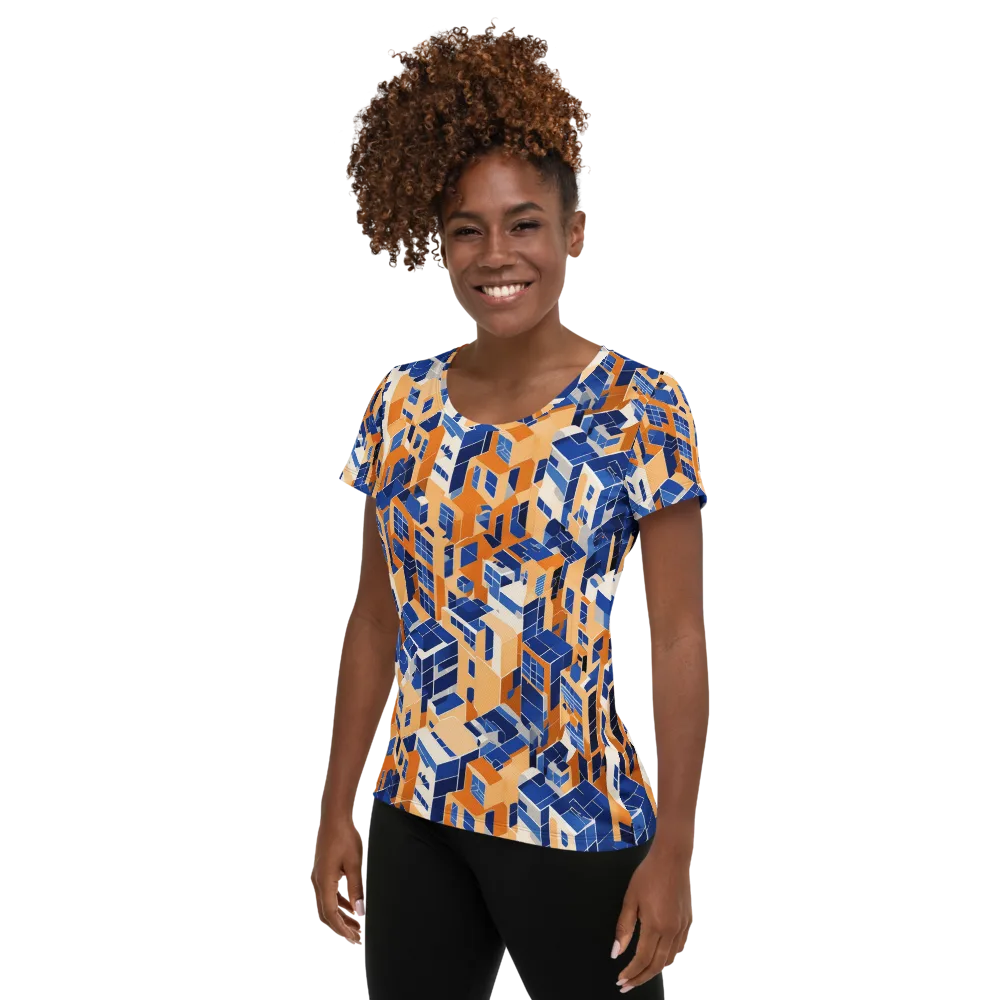Azure Blocks on Women's Athletic T-Shirt — Left