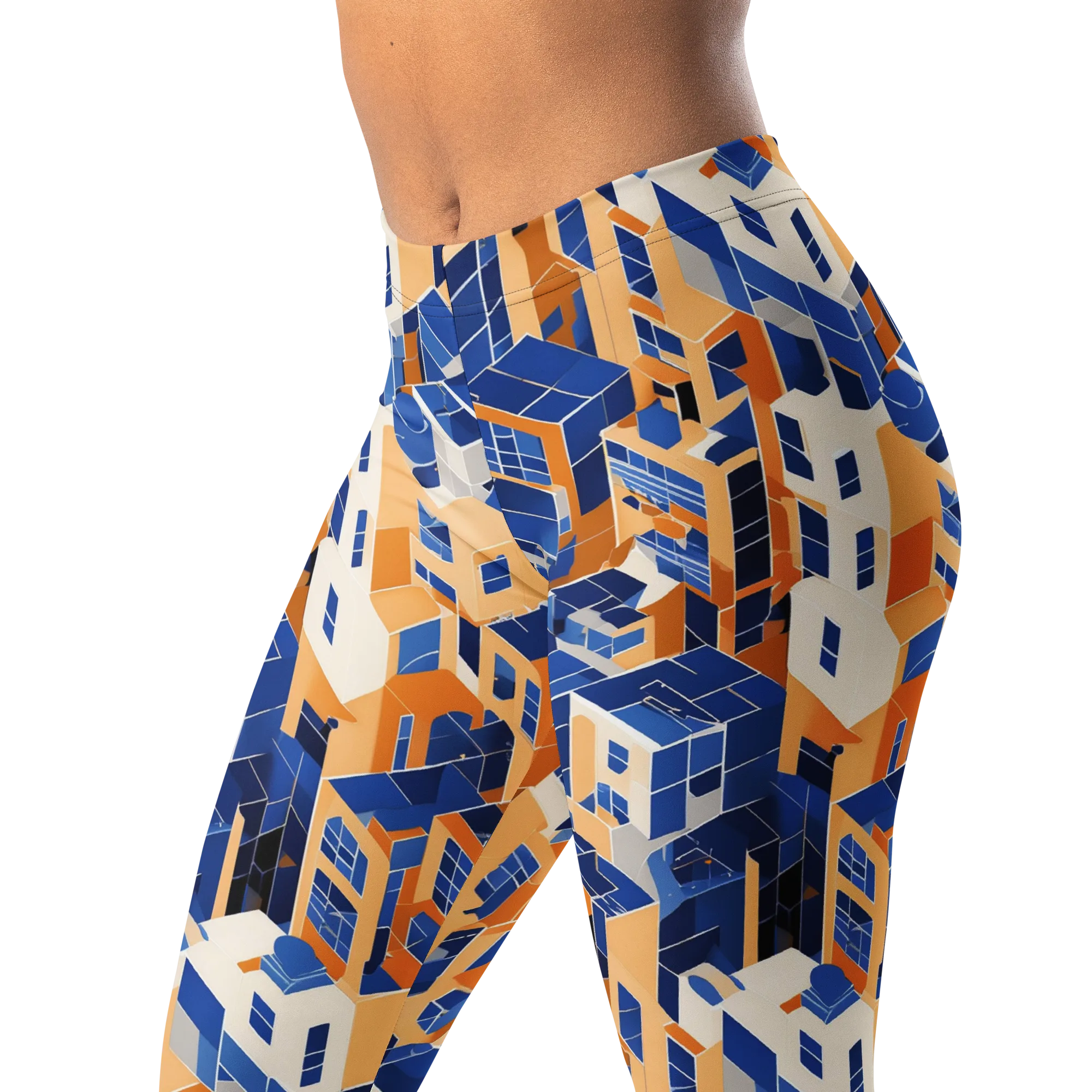 Azure Blocks on Leggings — Left Front
