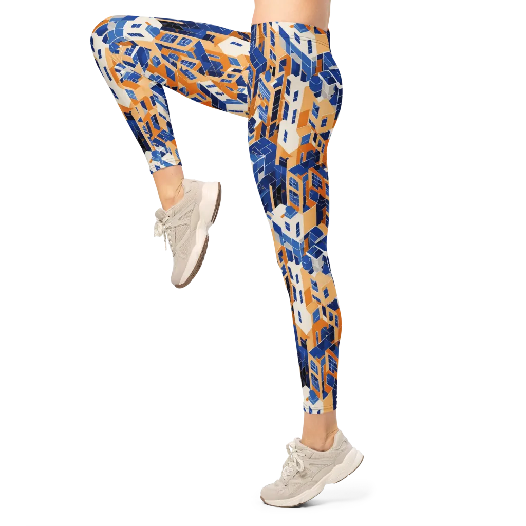 Azure Blocks on Leggings — Left