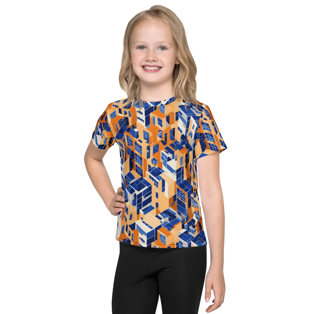Azure Blocks on Kids Crew Neck T-Shirt — Front