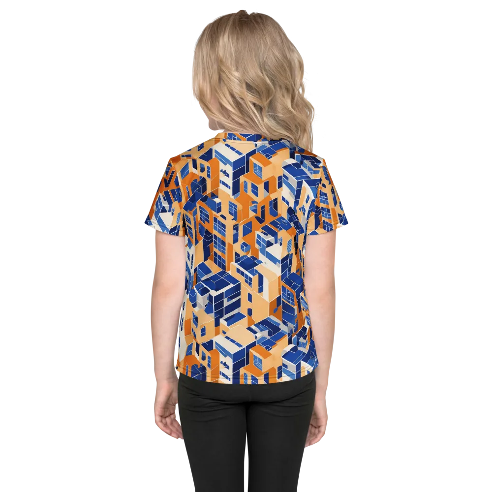 Azure Blocks on Kids Crew Neck T-Shirt — Back
