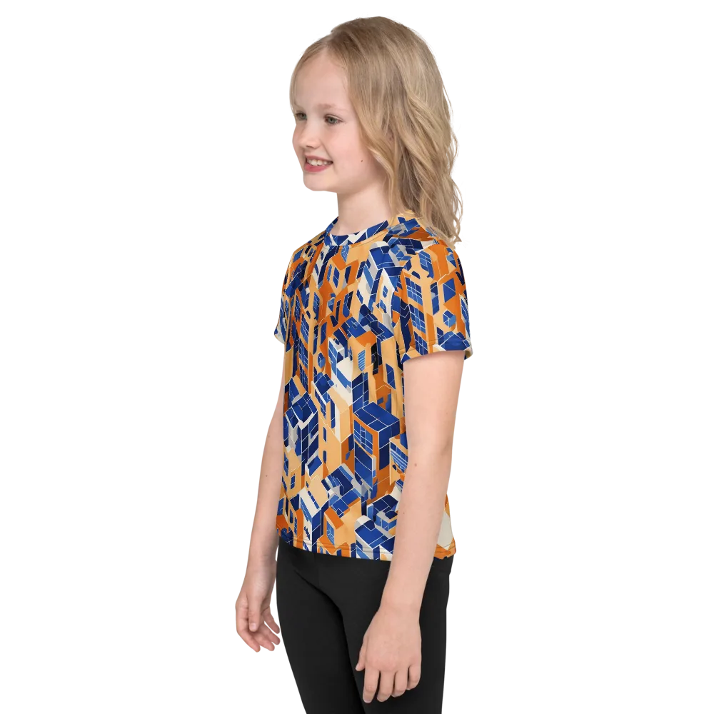 Azure Blocks on Kids Crew Neck T-Shirt — Left