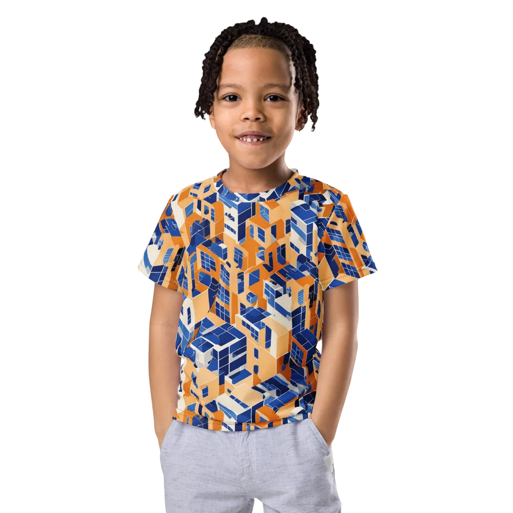 Azure Blocks on Kids Crew Neck T-Shirt — Front