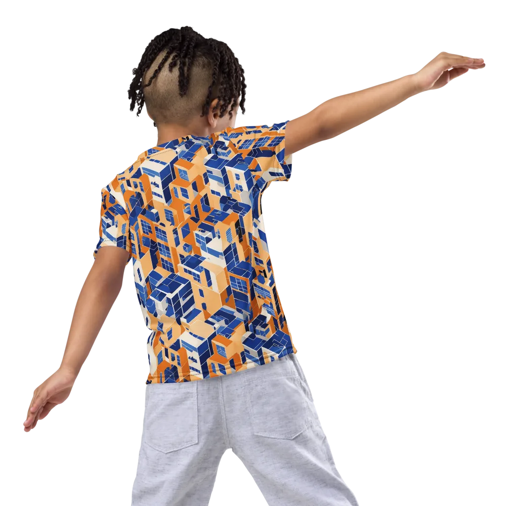 Azure Blocks on Kids Crew Neck T-Shirt — Back
